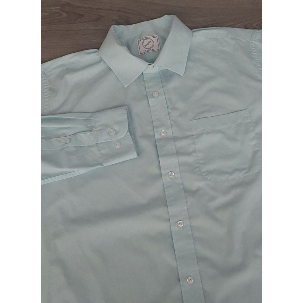 Bespoke Mens‎ XL 17-17.5 36/37 Blue Classic Fit Long Sleeve Button Up Shirt